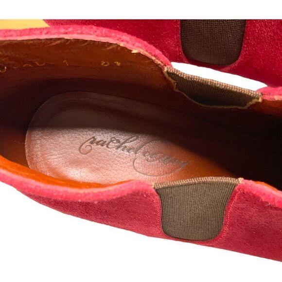RACHEL COMEY Red 100% Genuine Suede Pull On Chelsea Booties Leather Sole Sz 8.5 - Picture 6 of 12